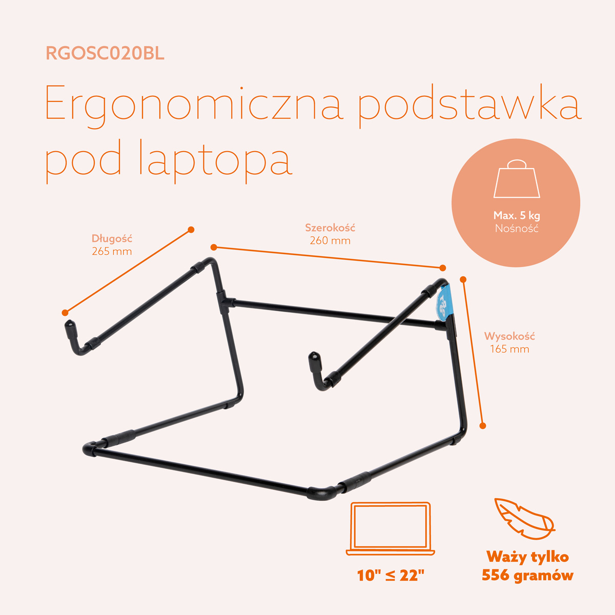 Stalowa biurowa podstawka pod laptopa R-Go